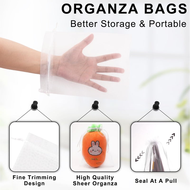 ANZNKU 50 Pack White Organza Bags 6x9 inches  Organza Gift Bags Mesh Drawstring Bags  Mesh Bags for Gifts Premium Sheer Organza Bags  Wedding Party Christmas Halloween Favor Bags - Image 2